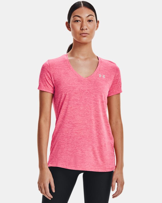 T-shirt col V UA Tech™ Twist pour femme, Pink, pdpMainDesktop image number 0